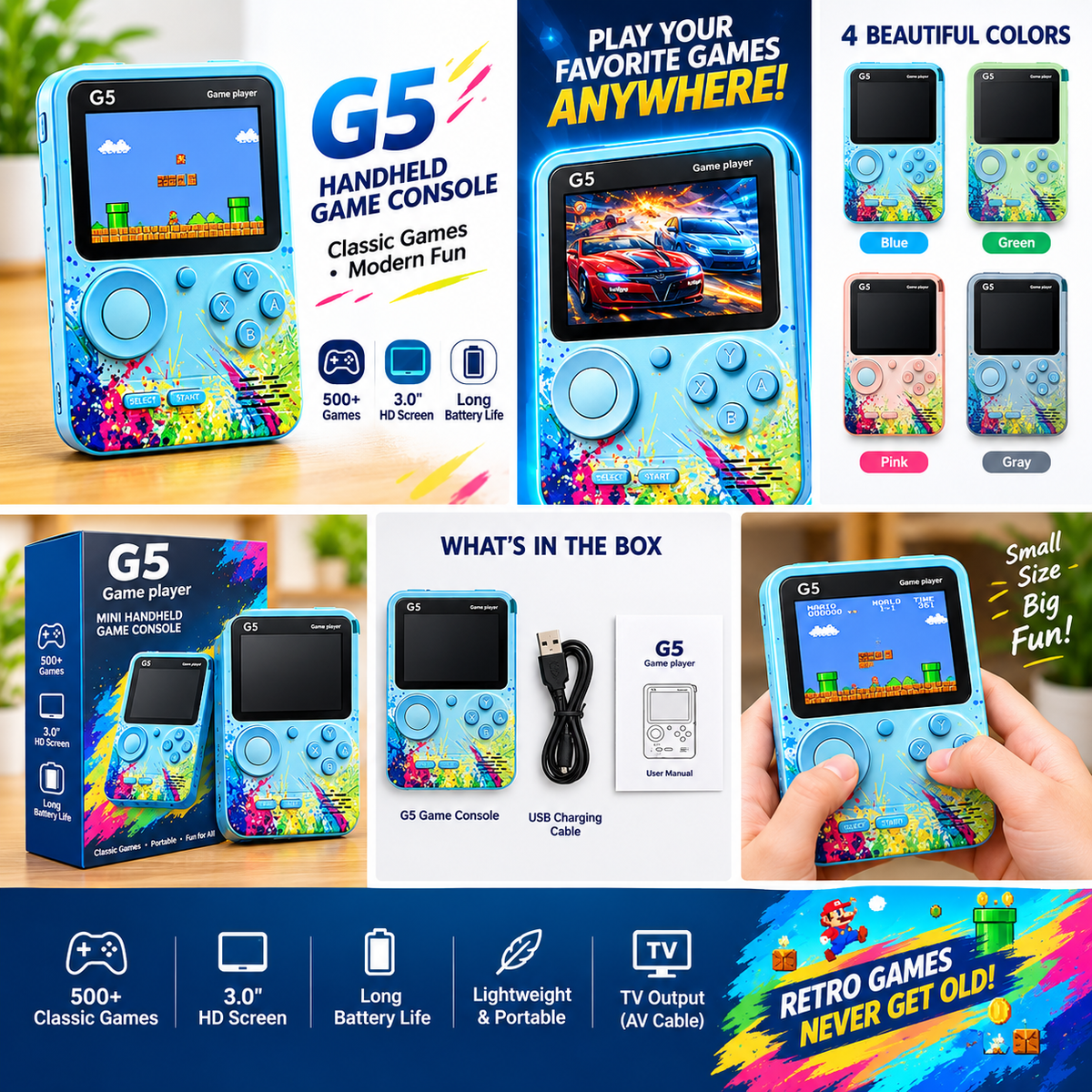 G5  Game Box 500 Games in 1 | Premium Quality Portable Gaming Console – Mystery Hubhq