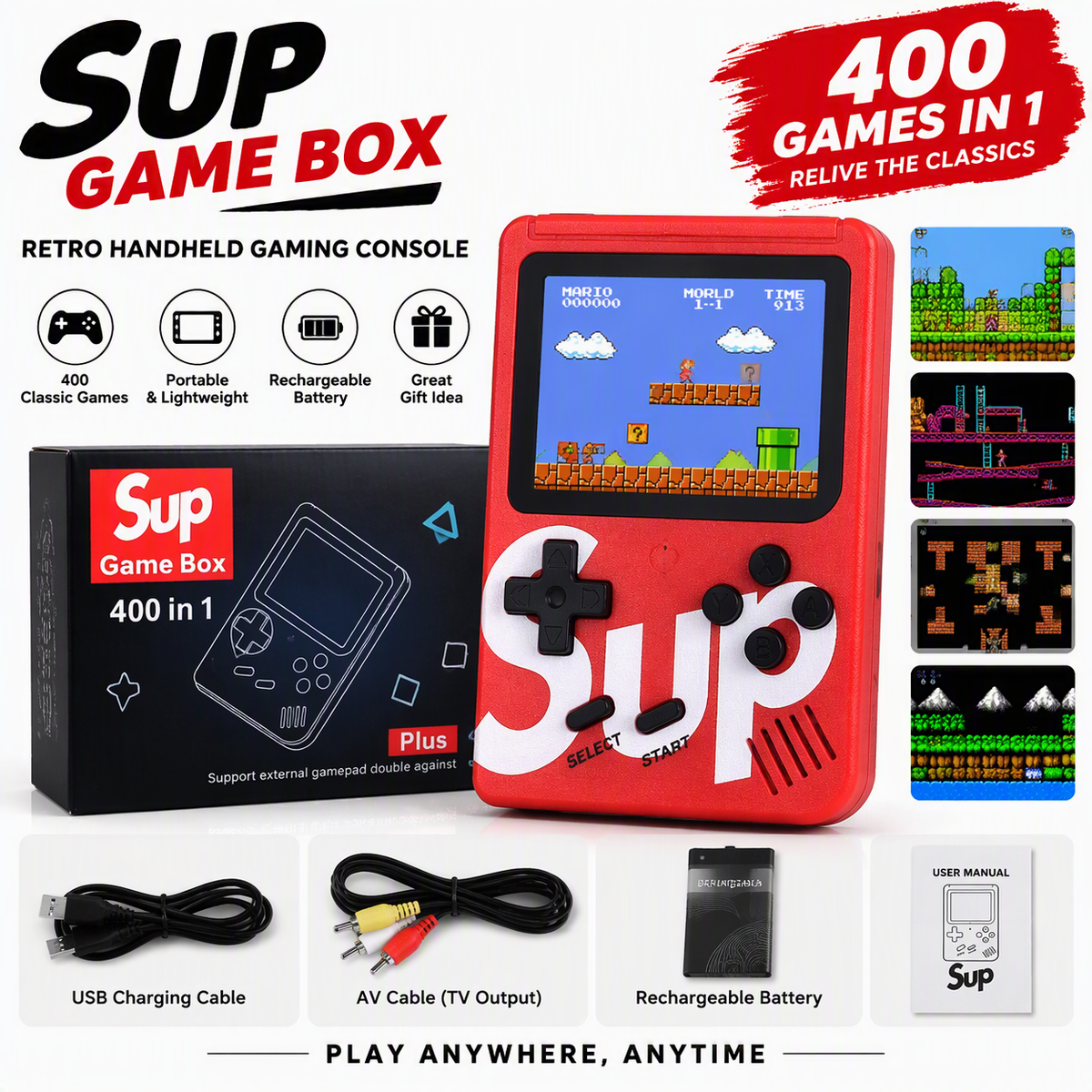 SUP Game Box – 400-in-1 Retro Handheld Gaming Console